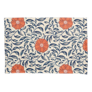 Housse D'oreillers Motif floral sans couture avec fleur orange vibran