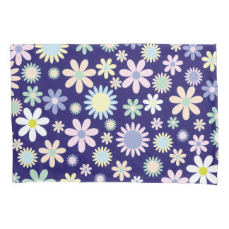 Housse D'oreillers Motif floral sur fond bleu