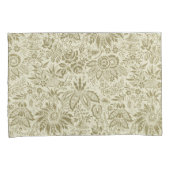 Housse D'oreillers Motif Floral Vert Sage Antique Damas (devant-Droit)