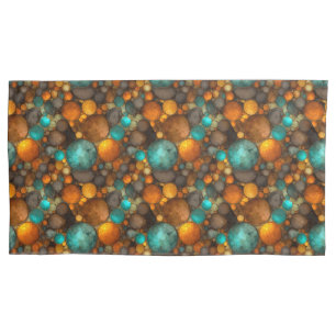 Housse D'oreillers Motif fractal abstrait turquoise marron