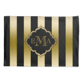 Housse D'oreillers Motif géométrique Gold & Black Stripes (Dos)