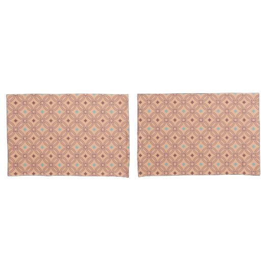 Housse D'oreillers Motif géométrique interversible rose et bleu rétro (devant-Set)