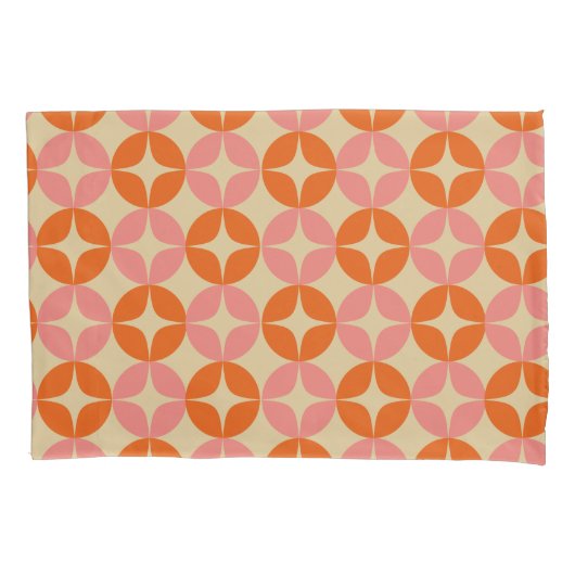 Housse D'oreillers Motif géométrique Mod Rose orange Mid Century (devant)