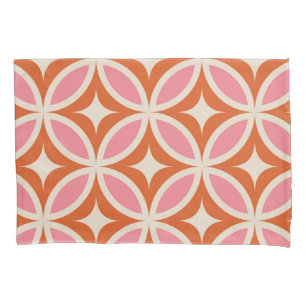 Housse D'oreillers Motif géométrique moderne du milieu du siècle rose