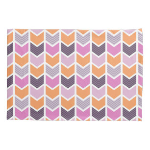 Housse D'oreillers Motif géométrique rose pourpre orange de Chevron