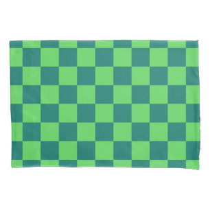 Housse D'oreillers Motif Gingham à carreaux verts bleus