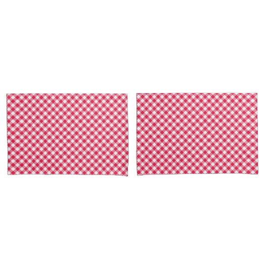 Housse D'oreillers Motif Gingham Rouge et Blanc Classique Rustique (devant-Set)