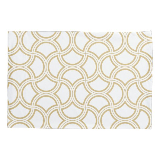Housse D'oreillers Motif Gold Art Déco en blanc (Dos)