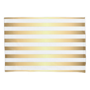 Housse D'oreillers Motif Gold White Stripes