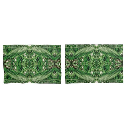 Housse D'oreillers Motif Greens et Raindrops (devant-Set)
