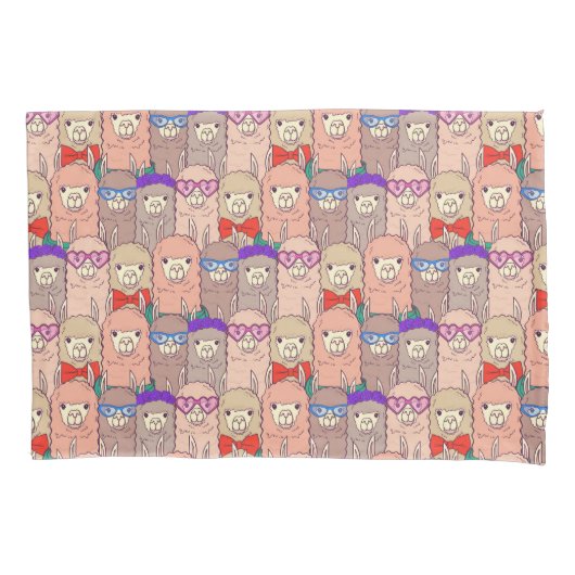 Housse D'oreillers Motif habillé à la mode de lama (devant-gauche)