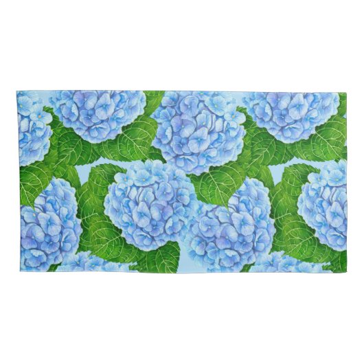 Housse D'oreillers Motif hydrangée bleu (Dos-Droit)