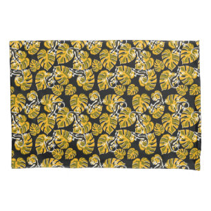 Housse D'oreillers Motif jaune et noir - Geckos et feuilles