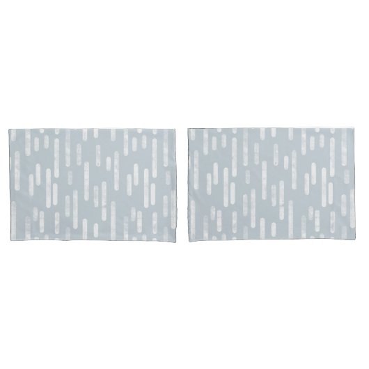 Housse D'oreillers Motif Lignes arrondies | Bleu et blanc poussiéreux (devant-Set)