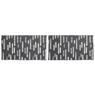 Housse D'oreillers Motif Lignes arrondies Graphite et blanc