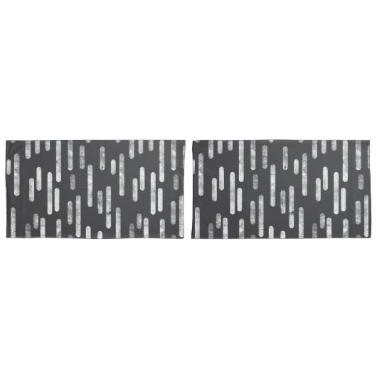 Housse D'oreillers Motif Lignes arrondies | Graphite et blanc (devant-Set)