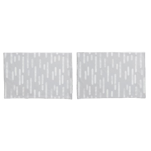 Housse D'oreillers Motif Lignes arrondies | Gris pâle et blanc (devant-Set)