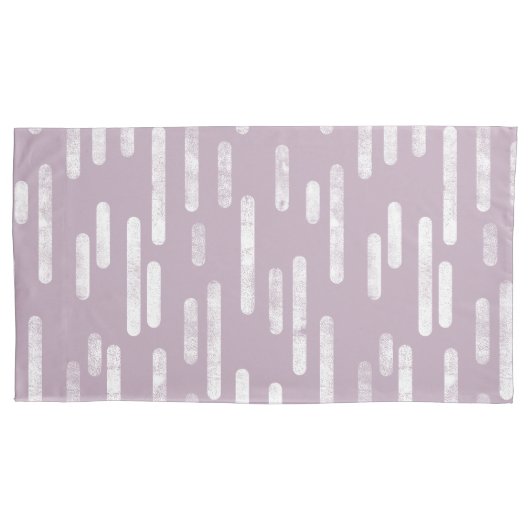Housse D'oreillers Motif Lignes arrondies | Mauve et blanc (devant-gauche)