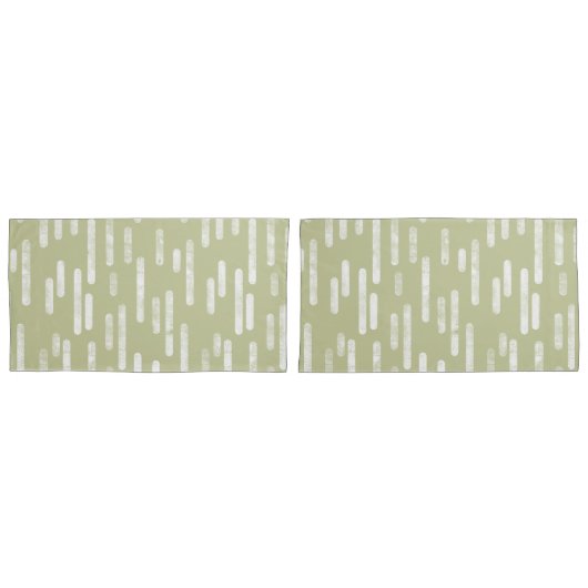 Housse D'oreillers Motif Lignes arrondies | Pistache pâle/Blanc (devant-Set)