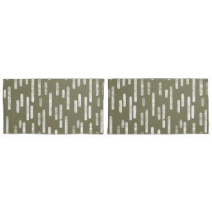 Housse D'oreillers Motif Lignes arrondies   Vert olive et blanc