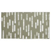 Housse D'oreillers Motif Lignes arrondies | Vert olive et blanc (devant-gauche)
