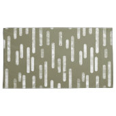 Housse D'oreillers Motif Lignes arrondies | Vert olive et blanc (devant-Droit)
