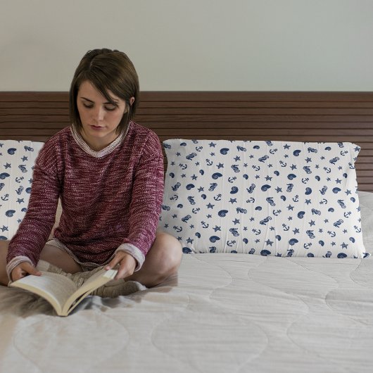 Housse D'oreillers Motif marin avec hippocampes