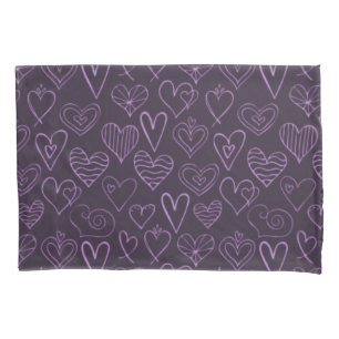 Housse D'oreillers Motif moderne de coeur foncé violet