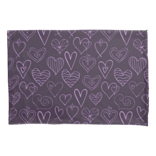 Housse D'oreillers Motif moderne de coeur foncé violet (devant)