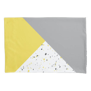Housse D'oreillers Motif moderne gris-jaune Terrazzo