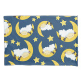Housse D'oreillers Motif mouton, Mouton couché, Lune, Étoiles (devant)