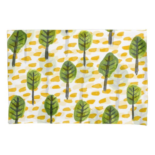 Housse D'oreillers Motif Naïve Green Black Tree (devant)