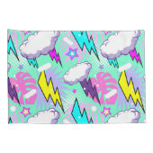 Housse D'oreillers Motif Neon Lightning Bolts & Stars (Dos-Droit)