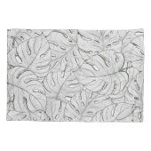 Housse D'oreillers Motif noir blanc Feuille Monstera (Dos)