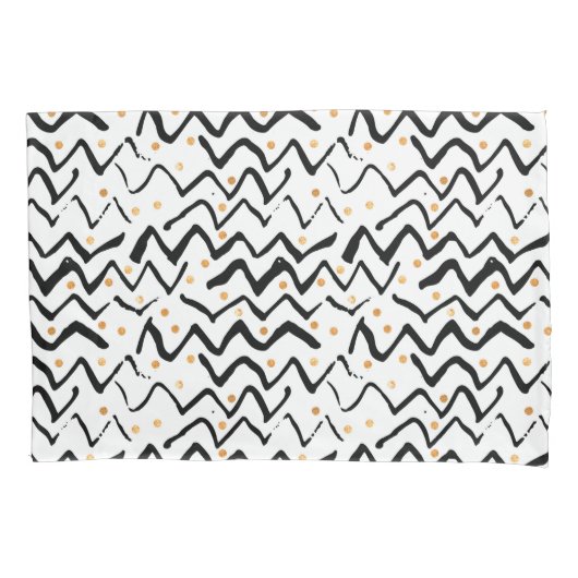 Housse D'oreillers Motif noir de courses et de points de brosse (devant-gauche)