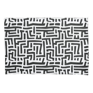 Housse D'oreillers Motif noir et blanc | Motif de labyrinthe géométri