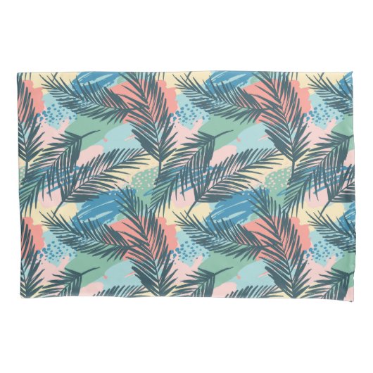 Housse D'oreillers Motif Pastel Tropical Leaf (devant-gauche)