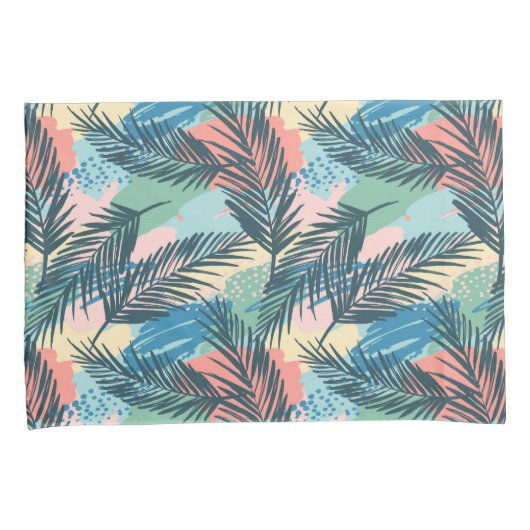 Housse D'oreillers Motif Pastel Tropical Leaf (devant-Droit)