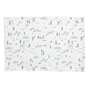 Housse D'oreillers Motif paysager des lignes de bois géométriques