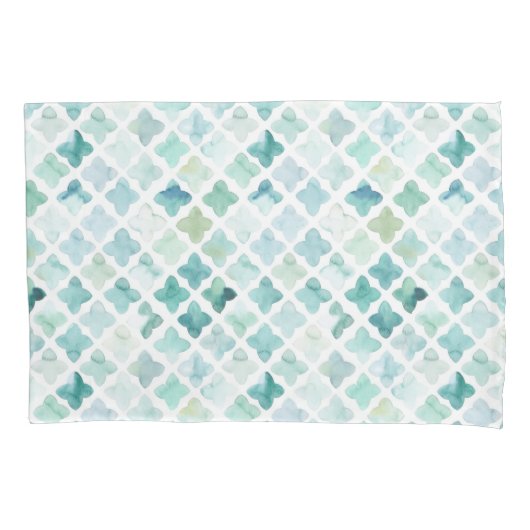 Housse D'oreillers Motif peint à la main de turquoise (devant-gauche)