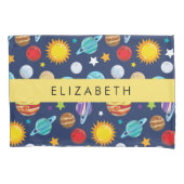 Housse D'oreillers Motif, Planètes, Étoiles, Cosmos, Votre Nom (devant)