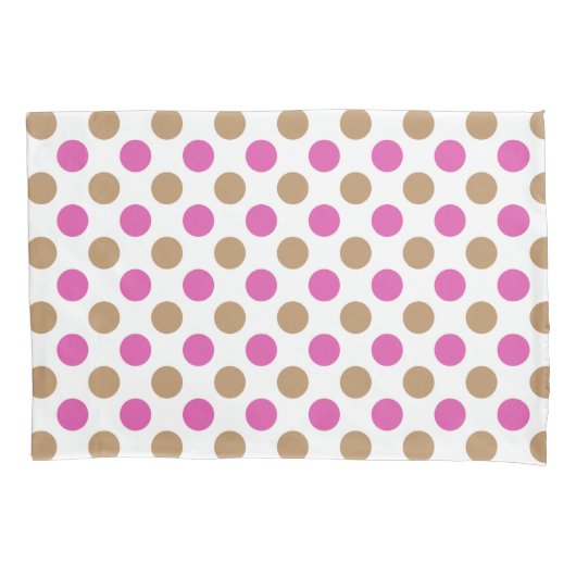 Housse D'oreillers Motif pois rose et marron (devant)