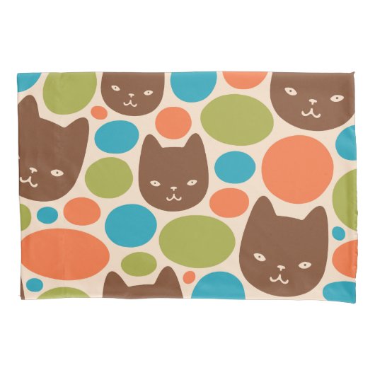 Housse D'oreillers Motif Polka Dot Cats (devant)