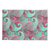 Housse D'oreillers Motif Raspberry et Aqua Paisley (Dos-gauche)