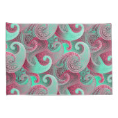 Housse D'oreillers Motif Raspberry et Aqua Paisley (Dos-Droit)