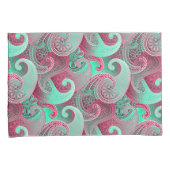 Housse D'oreillers Motif Raspberry et Aqua Paisley (devant-Droit)