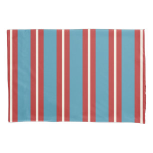 Housse D'oreillers Motif rayé rouge et bleu vibrant Design moderne