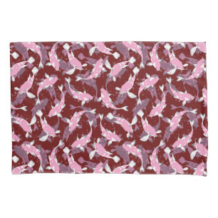 Housse D'oreillers Motif Répétant Rouge Et Rose Koi Fish Motif