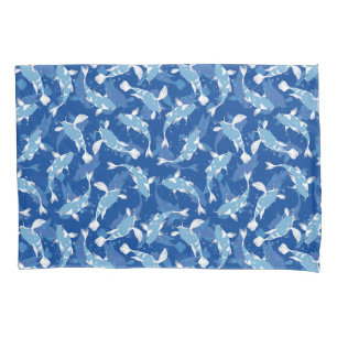 Housse D'oreillers Motif Répétitif Bleu Motif de Poisson Koi