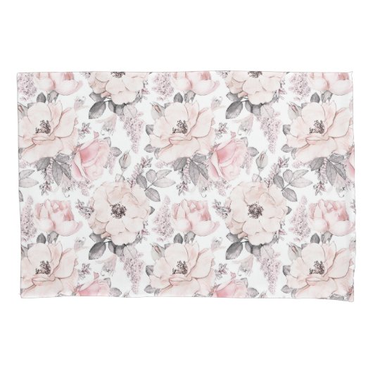 Housse D'oreillers Motif rose et gris classique (devant-gauche)